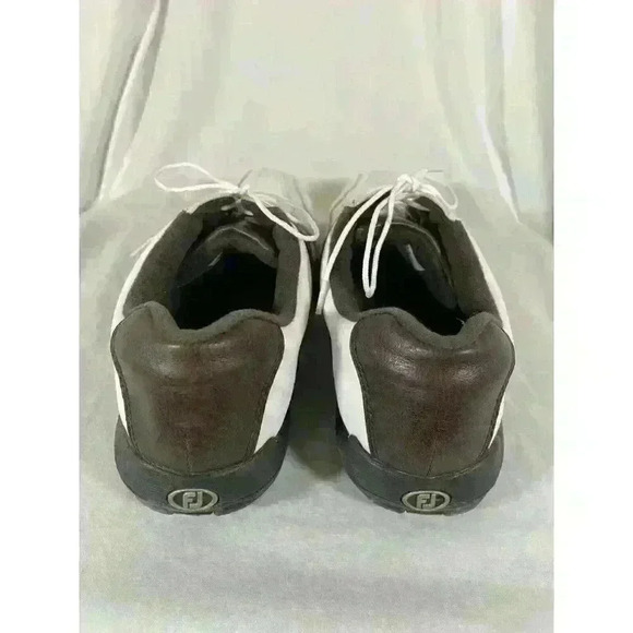 FootJoy Mens Golf Shoes 11M Greenjoy Soft Spike White/Brown Leather 45311 - Picture 5 of 6